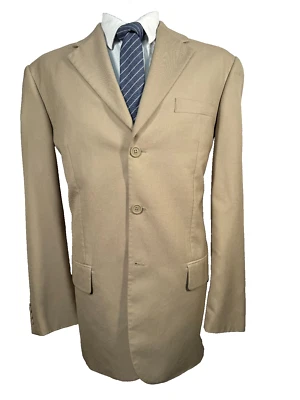 PERRY ELLIS Mens Brown Tan REG FIT 3 Button Suit Sport Coat Blazer Jacket 44XL - Image 1 of 4