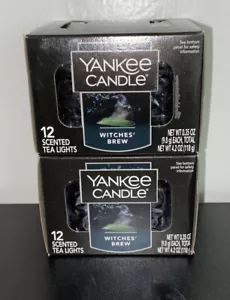 Yankee Candle Witches Brew Tea Light Candele Scatola da 12 Patchouli Halloween 2 Box - Foto 1 di 2