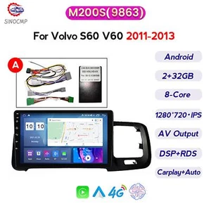 Car Radio Player Android 12 Bluetooth WiFi Rear View Camera for VOLVO S60 V60 - Picture 1 of 9