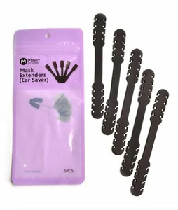 [5 Pcs] Black Silicon Ear Saver, Extender-Adjustable ear strap. - Picture 1 of 1