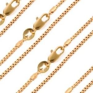 Italian 1mm Box Chain 24 Inch Necklace 18K Gold Filled - Picture 1 of 7