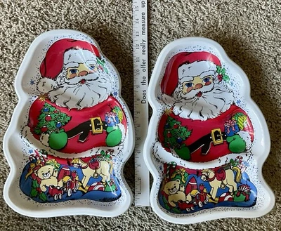 Bandeja de aperitivos dividida de Navidad vintage de Papá Noel - Juego de 2 - Berman Ind Foto 1 de 4
