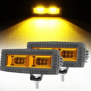2x 5inch Amber LED Work Light Bar Spot Pods Fog Lamp Offroad Driving Truck SUV - Picture 1 of 12
