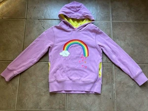 Mini Boden girls purple rainbow sweatshirt size 7-8 EUC - Picture 1 of 5