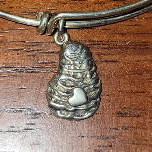 Sterling Silver 925 Bangle Bracelet Charm Bee Hive Nest Bumble - Picture 1 of 5