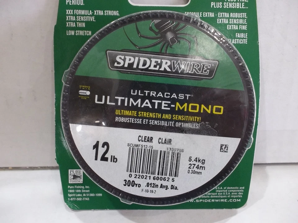 Spiderwire Ultracast Ultimate моно прозрачный 300+ ярдов Выберите вес лески! - Изображение 1 из 2