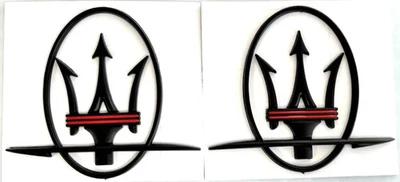 RBLACK 2 SIDE REAR EMBLEM REPLACEMENT FOR MASERATI GHIBLI QUATTROPORTE LEVANTE - Image 1 of 3