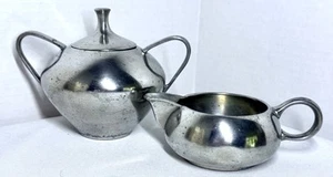 Zinn Zuckerdose mit Deckel und Milchkännchen Royal Holland & Zeister Zinn - Bild 1 von 11
