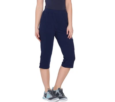 Pantalones para mujer Denim & Co. talla XS Active French Terry cargo azul capri A275283 Foto 1 de 4