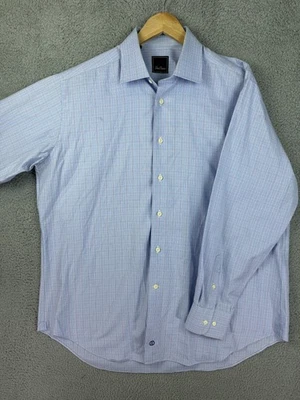 Camisa David Donahue Para Hombre 17 34/35 Azul Púrpura Cuadros Abotonada Algodón Clásica Foto 1 de 4