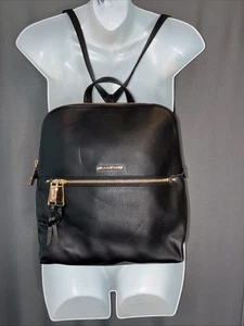 Michael Kors Rhea Zip Slim Medium Rucksack Pebbled Schwarz Gold Reißverschluss Neu Defekt - Bild 1 von 21