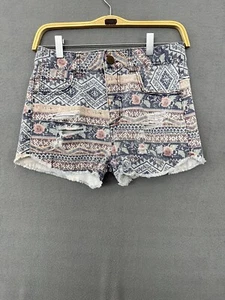 Love Fire Denim Shorts Juniors 7 Multicolor Women’s Colorful Geometric Ripped - Picture 1 of 12
