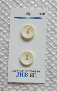 Set 2 Ivory-Cream Buttons on Card Flat 2-Hole 3/4" JHB Made in France - Picture 1 of 2