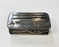 Antique Victorian Hairpin Or Jewelry Metal Container “A Woman’s Friend” AS IS