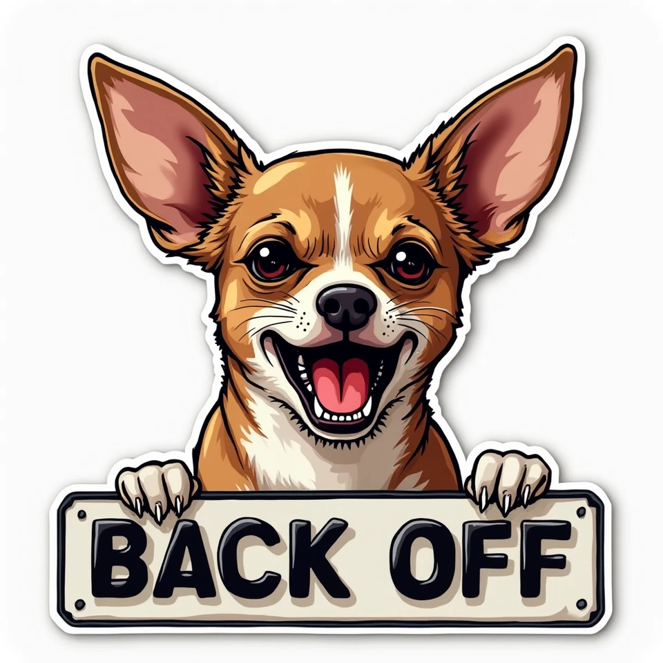 Chihuahua Back OFF Funny 6" Bumper Sticker Vinyl Window Body Decal Car Truck - Image 1 of 1
