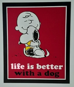 ☆ Peanuts Magnet ♡ Charlie Brown ♡ Mit Hund ist das Leben besser ♡ - Bild 1 von 1