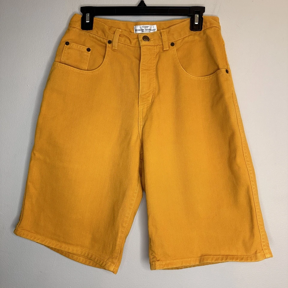 Pantalones Cortos De Colección GUESS Georges Marciano Para Mujer Amarillos Botón Mosca EE. UU. Talla 29 Foto 1 de 4