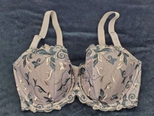Soma Balconet Bra 38DDD Unpadded Underwire Floral Lace #0716 Mocha Pretty! - Picture 1 of 5