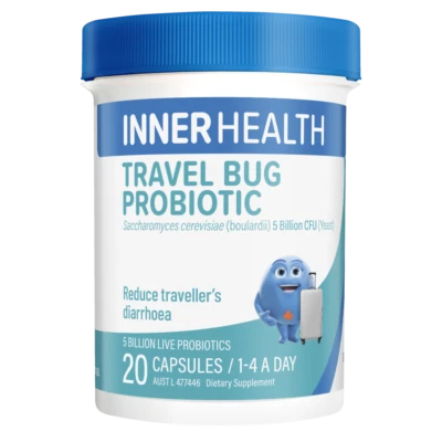 Inner Health Travel Bug 20 Capsules Probiotic Reduce Travellers Diarrhoea T.D - image 1 of 3