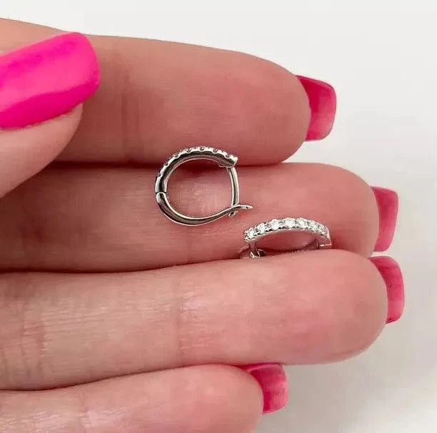 Certified 0.30Ct Round GH SI Natural Diamond Huggie Hoop Earrings Solid Gold 18k - Image 1 of 1