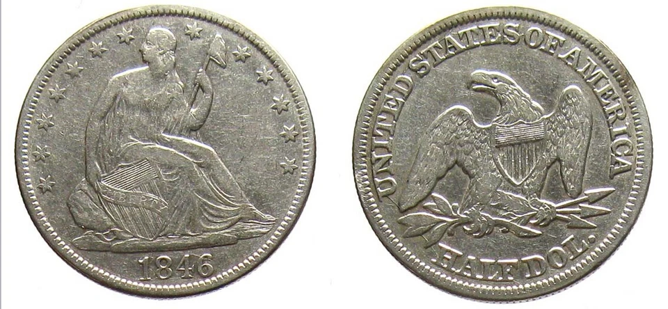 *TRIU* USA STATI UNITI D’AMERICA MEZZO DOLLARO 1846  in ARGENTO - Immagine 1 di 1