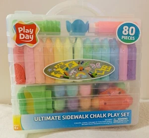 Play Day Ultimate Sidewalk Chalk Play Set 80 Pieces W/ Tools And Stencils - Picture 1 of 3
