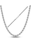 Solid Sterling Silver Diamond Cut Rope Chain Necklace Italian Made 925 Stamp