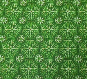 Green Tile Damask BTY Unbranded 100% Cotton Fabric - Picture 1 of 3