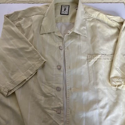 Camisa hawaiana de seda XL a rayas amarilla Jacaxx para hombre Jamaica Foto 1 de 4
