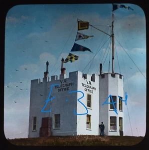 LLOYDS SIGNAL STATION THE LIZARD CORNWALL C1890 Magic Lantern Slide PHOTOGRAPH - Picture 1 of 5