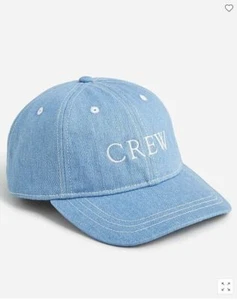 New J Crew Baseball Cap Hat One Size Denim Cotton Chambray Blue Logo Embroidered - Picture 1 of 1