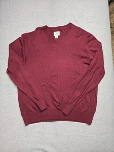 St Johns Bay Sweater Mens Extra Large Maroon V Neck Pullover Casual Comfort - Picture 1 of 12