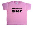 World's Best Tiler Pink Kids T-Shirt