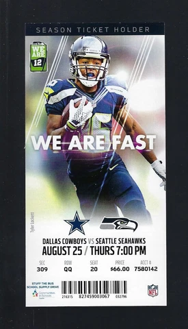 EZEKIEL ELLIOTT PRO NFL DEBUT 2016 COWBOYS @ SEAHAWKS 8/25 FULL UNUSED TICKET Cover
