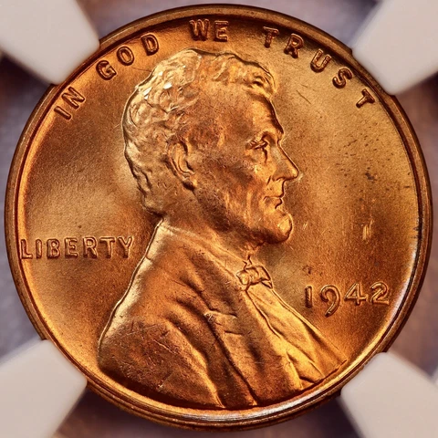 1942 1c Lincoln Wheat Cent - NGC MS 66 RD Cover