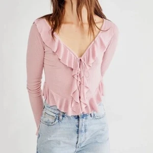 Free People Pink Ophelia Top Barbie Ruffle Boho Long Sleeve OB1396897 Size XS - Picture 1 of 14