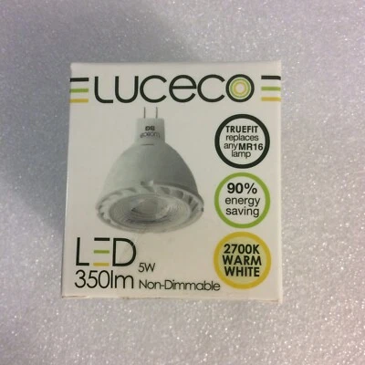 (5) Luceco MR16 LED GU5.3 Bi-Pin 12-Volt Non-Dimmable Bulbs ~ 2700K ~ 40W / 5W - Image 1 of 4