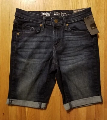 NUEVO CON ETIQUETAS $22.99 Pantalones Cortos de Denim Bermudas de Tiro Medio Elastizados Mossimo para Mujer 26x9"  Foto 1 de 4