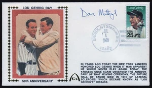 GATEWAY LOU GEHRIG DAY 50th ANNIVERSARY FDC CACHET AUTOGRAPHED BY DON MATTINGLY - Picture 1 of 3