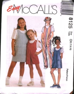 8125 Vintage McCalls COUTURE Patron fille années 1990 combinaison barboteuse pull UNCUT FF - Photo 1/2