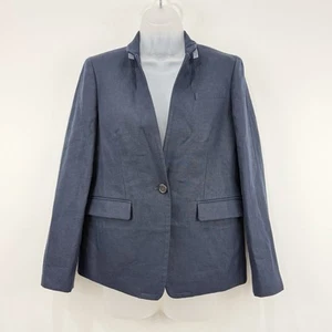 J Crew Linen Blazer Women's 8P Navy Regent Career Office Academia Preppy - Picture 1 of 12