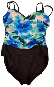 MIRACLESUIT Damen Bademode Gr. 12 gefüttert Halt gepolstert Cup schwarz blau grün  - Bild 1 von 8