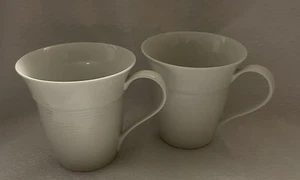 SET OF 2 Crate & Barrel Rene Ozorio Aura 10 oz White Coffee Mugs - Picture 1 of 5
