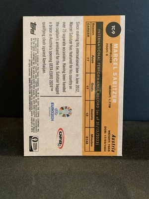 2024 TOPPS CHROME SOCCER MARCEL SABITZER SILVER AUSTRIA - Image 1 of 2