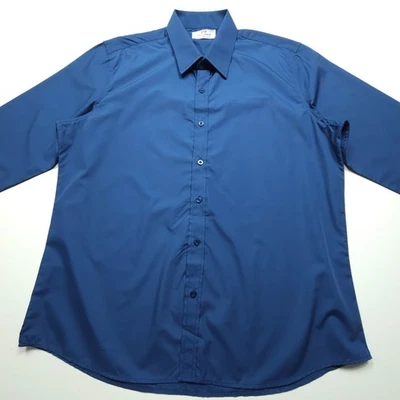 Camisa PJ Paul Jones Para Hombres XL Azul Brillante Básica Oficina Manga Larga Semi Brillante Foto 1 de 4