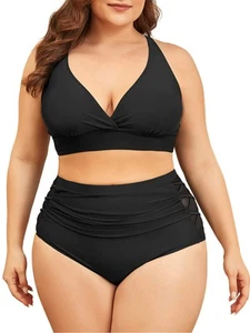 Womens Plus Size Bikini Two Piece Swimsuits Tummy Control Bathing Suits High ... - Picture 1 of 5