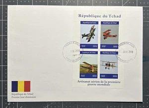 Chad 2019 FDC WWI WW1 Aircraft World War 1 M/S Aviation Military Stamps - Picture 1 of 1