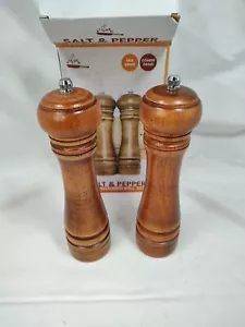 NEW 8" Wood Salt Shaker and Pepper Mill/Grinder Set - Kitchen Haxx - Picture 1 of 7