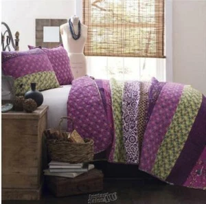 Lush Décor - Royal Empire 3-Piece Cotton Quilt Set Plum King 88x92 Reversible - Picture 1 of 2