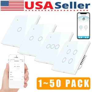 1/2/3/4 Gang WiFi Smart Wall Touch Light Switch Glass Panel For Alexa/Google APP - Picture 1 of 13